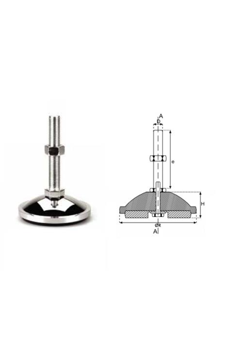 YİSA Çap:100 Civata Boyu:100 Civata:m-12 Sehpa Ayak Alüminyum Tabanlı Bombeli Krom Kaplamalı-10 Ad.
