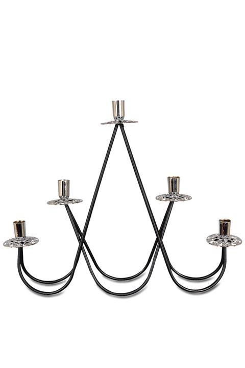 efya home Tycoon 5'li Gümüş Desenli Şamdan