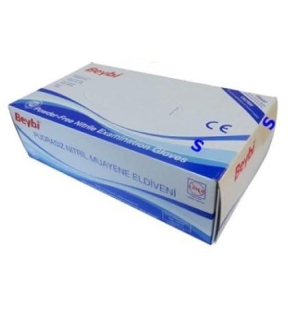 Beybi Pudrasız Mavi Nitril Medikal Muayene Eldiveni ( S ) 100 Adet