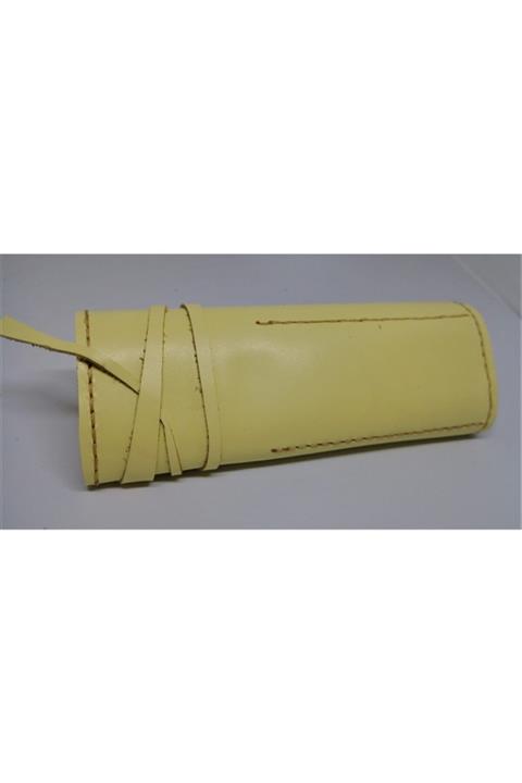 Mahfuz Hakiki Deri Tamamen El Emeği Rulo Kalemlik ( 25cm Boy \\ 17 Cm ) 3 Bölme