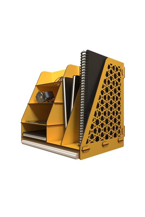 KUK Design Ottoman Ofis Masaüstü Organizer Düzenleyici A4 Evrak Rafı (sarı)