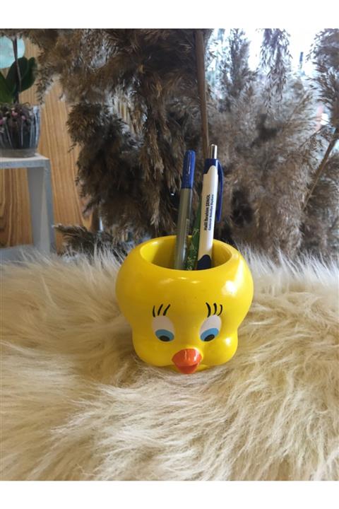 ÇELİKERSHOP Özel Tasarım Sevimli Tweety Saksı veya Kalemlik