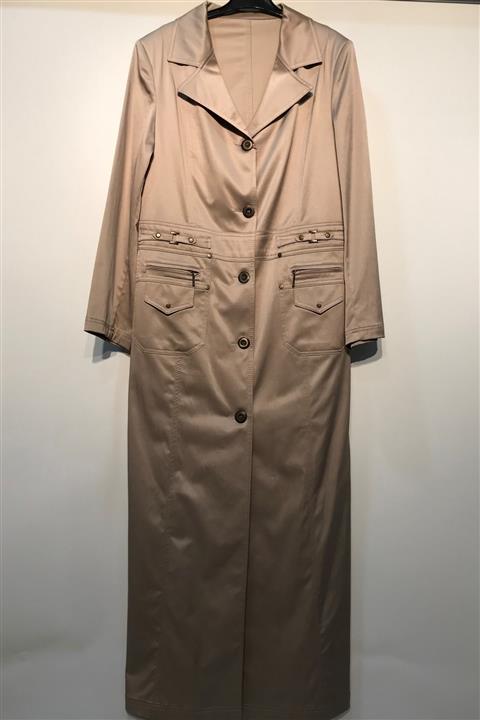 BERRİNMİLLA Kadın Krem Parlak Kumaş Tesettür Pardesü