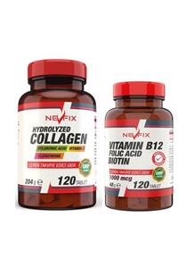 Nevfix Vitamin B12 Folic Acid Biotin 120 Tablet Collagen ( Kolajen) 120 Tablet