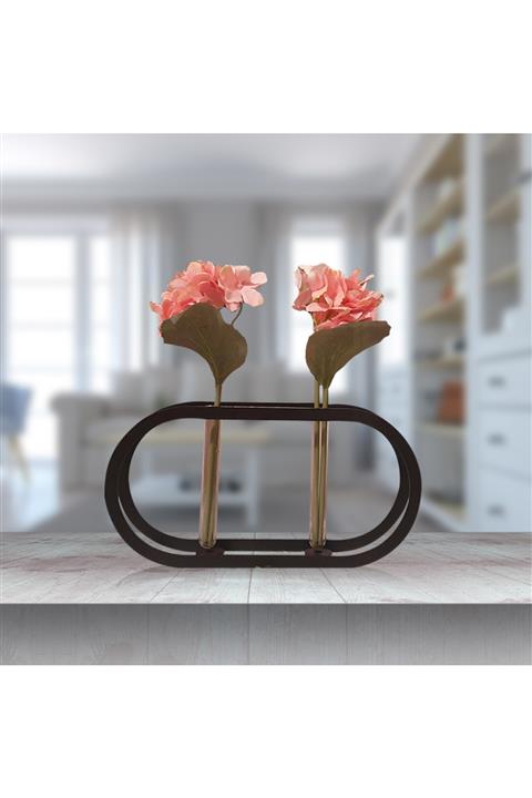 Yücecengiz Metal Dekoratif Metal Vazo Oval 2 Gözlü