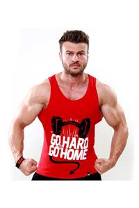 TOROFİT Erkek Kırmızı Go Hard Go Home Tank Top Sporcu Atleti