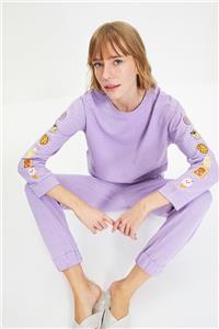 TRENDYOLMİLLA Lila Baskılı Örme Pijama Takımı THMAW22PT0263