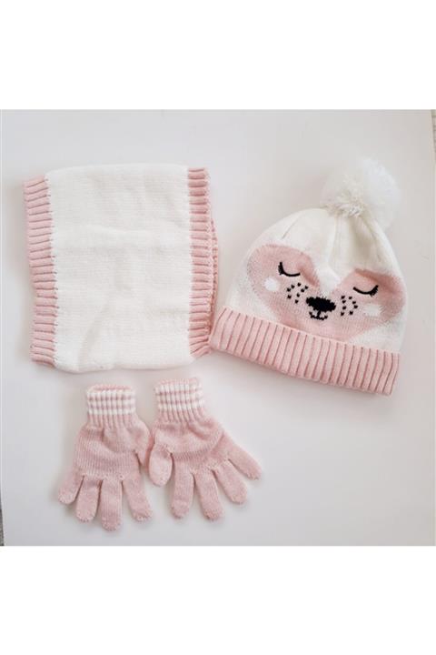 CARMELİNA Kız Çocuk Bere Takımı Pembe