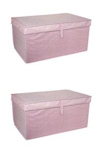 tofipashop 2 Adet Kapaklı Çok Amaçlı Çamaşır Saklama Düzenleme Hurç, Kutu Mega 60x40x30 Pembe