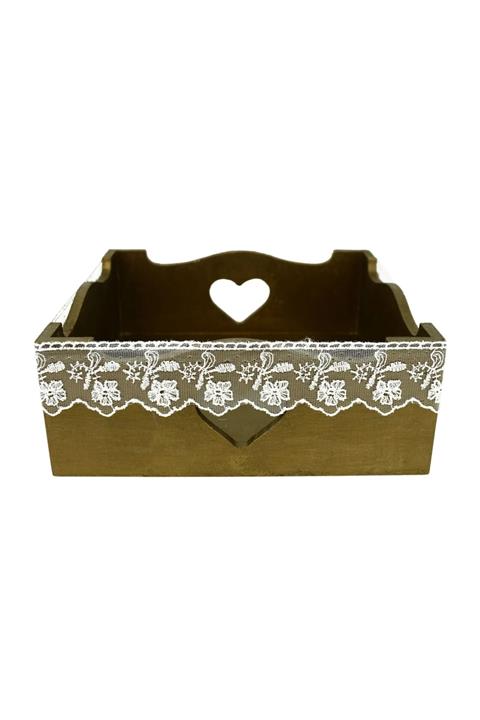 Laldeko Dantelli Kahverengi Ahşap Peçetelik