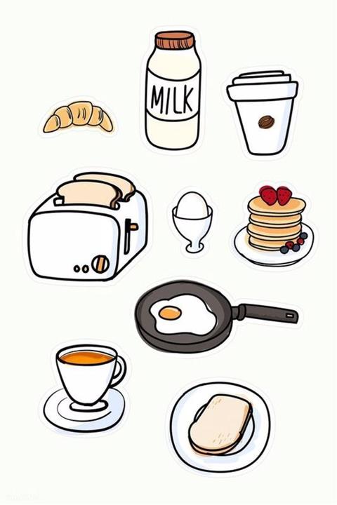 ZobarMarkt Kahvaltı Yiyecek Temalı Defter Ajanda Planner Laptop Sticker Seti, 2 Set