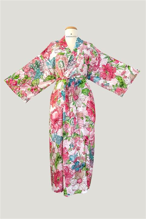 KİMONOTTO Çiçek Desenli Kuşaklı Kimono