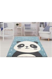 DEMTER CARPET Kids Panda Desenli Oymalı Mavi Çocuk Halısı 60a