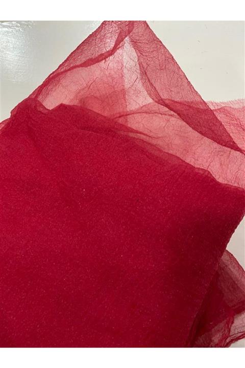 Nur Tuhafiye Kırmızı Organze Tül Parça Kumaş 150x200