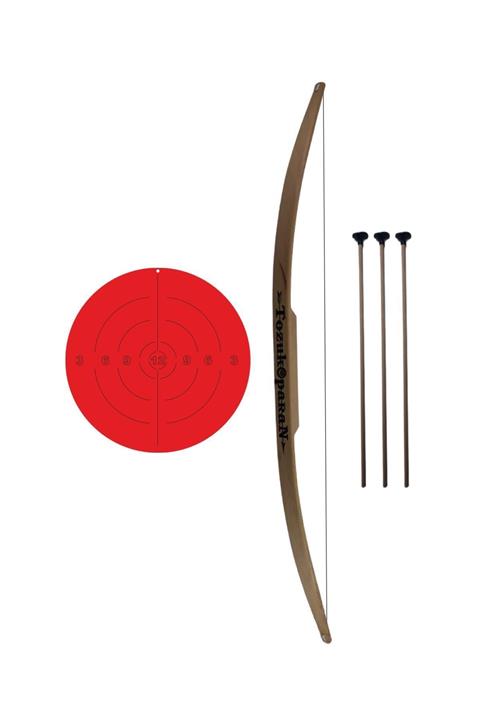 Ahtek Doğal Ahşap Ok Yay Hedef Seti, 1 Adet Yay + 3 Adet Ok + Hedef