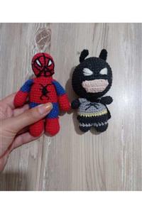 BurDen Dekoratif Ürünler & Tasarım 2'li Batman & Spiderman Kahramanlar Seti ( Amigurumi ) Organik Oyuncak & Uyku Arkadaşı, El Yapımı,