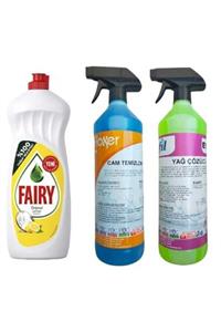 Fairy Sıvı Bul.det.limon 650 Ml+ Floxer Cam Temizleme Maddesi 1000 Ml+efil Güçlü Yağ Çözücü 1000 Ml