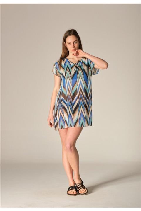 LFM P-01 Kadın V Yaka Desenli Şifon Pareo