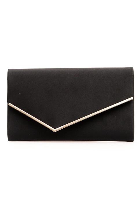 Flower Kadın Siyah Saten Toka Detaylı Çanta