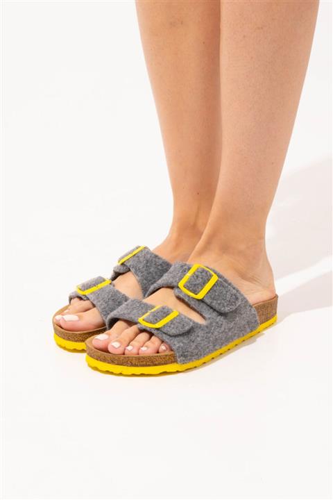 Katia&Bony Modern Kadın Terlik - Gri / Sarı