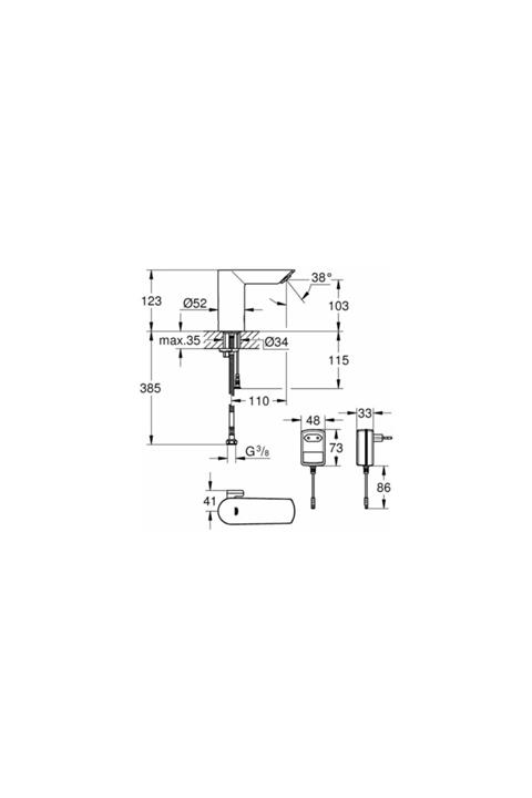 Grohe Fotoselli Lavabo Bataryası Elektrikli Çift Sugiriş 36453000