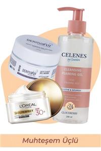 Dermofly Kil Maske & Loreal Yaş Uzmanı 30+ & Celenes Yüz Yıkama Jeli