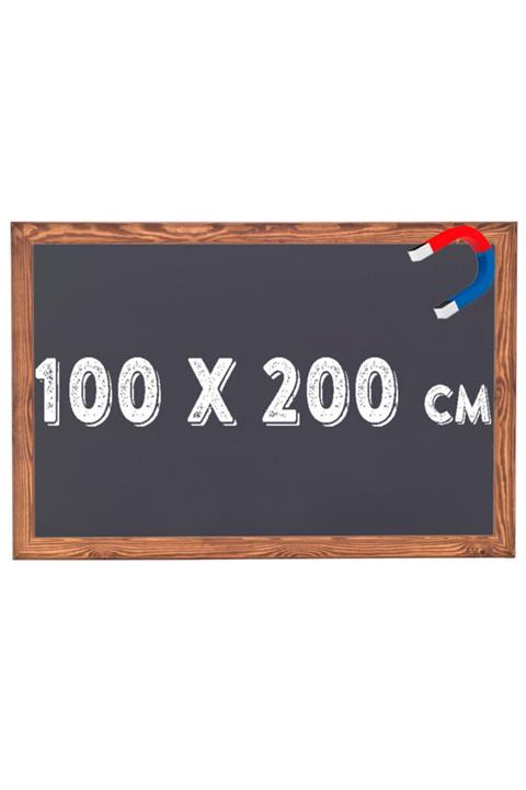 Chalky Manyetik 100x200 Cm Kara Tahta Ahşap Çerçeveli - Tebeşir Yazı Tahtası - Siyah