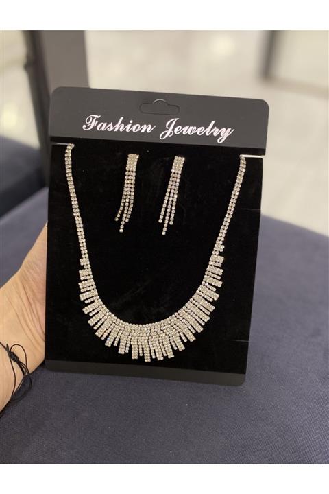 Selenshop 316l Çelik Abiye Kolye Küpe Set