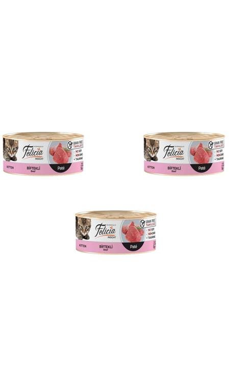 Felicia Biftekli Kıyılmış Tahılsız Yavru Kedi Konservesi 85gr (3 Adet)
