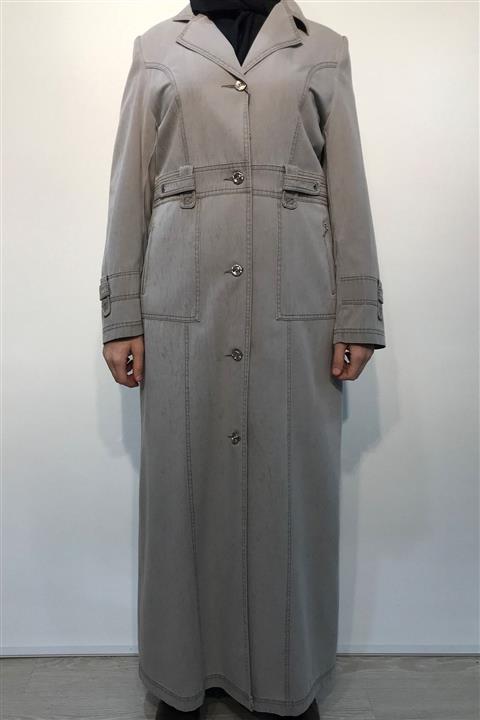 BERRİNMİLLA Kadın Gri Tesettür Pardesü