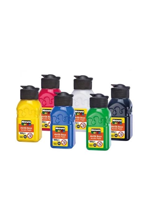 Nova Color Şişe Akrilik Boya 100 gr 6 Renk (Nc-2005) Kutulu