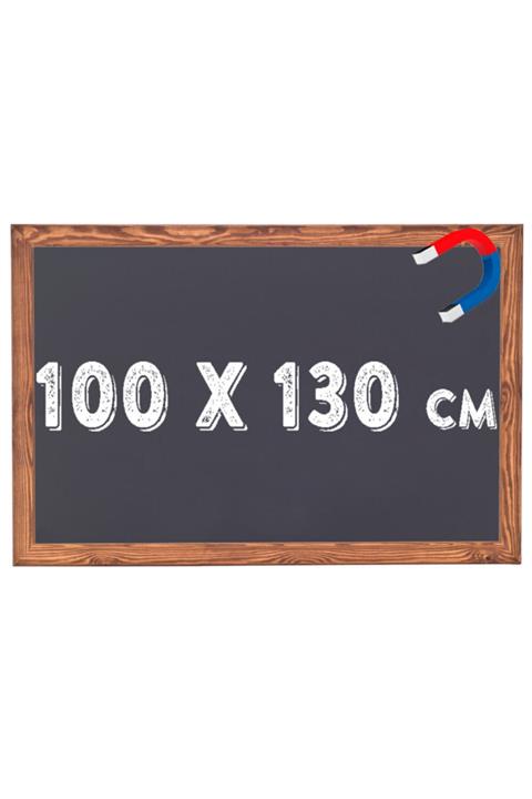 Chalky Manyetik 100x130 Cm Kara Tahta Ahşap Çerçeveli - Tebeşir Yazı Tahtası - Siyah