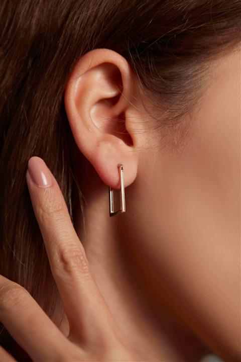 Semih Haşhaş Kuyumculuk Baget Tasarım Sade Altın Küpe