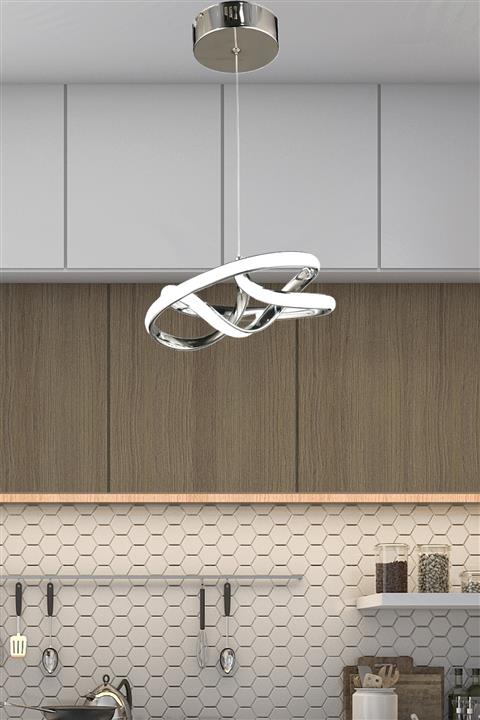 burenze Modern Tekli Sarkıt Led Avize Concept Ürün Krom Beyaz Işık