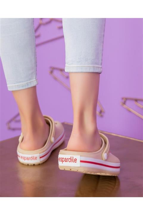 ESPARDİLE Unisex Bej Günlük Plaj Ve Hastane Terliği
