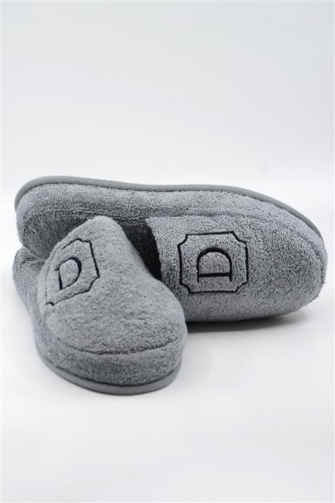 Esdense Unisex D Harf Nakışlı Havlu Banyo Terliği Ev Otel Terliği Kaymaz Kalın Taban Günlük Terlik