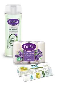 Duru Güzellik Sabunu Lavanta 280gr ve Duş Jeli 450ml Aloevera ve Arko Nem Zeytinyağlı Krem 20cc