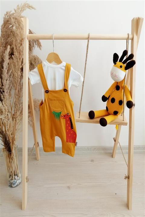 Murat Baby Erkek Bebek  Hardal Zürafa Figürlü Salopet