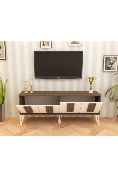 cantek Piano Tv Sehpası Ceviz-beyaz