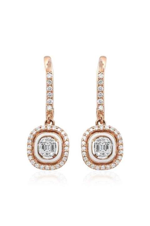 Lotus Diamond 0.44 Karat Pırlanta Mineli Baget Küpe