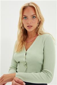 TRENDYOLMİLLA Mint Crop Triko Hırka TWOAW22HI0386