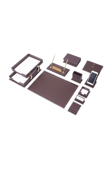 Güner Ofis Vega Sümen Takımı Kahve 14 Parça Ikili Evrak Raflı