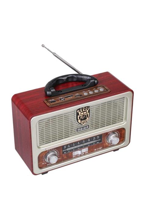 Meier M-111BT Şarjlı Nostaljik Bluetooth Fm Radyo USB/SD/MP3