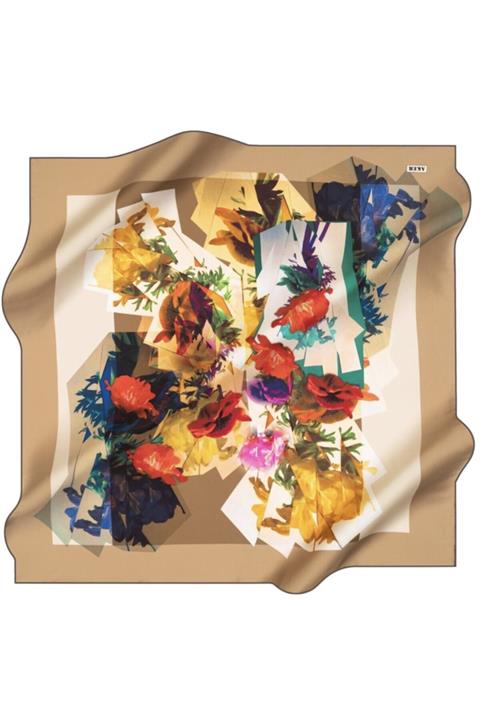 Aker Kadın Bej İpek Saten Eşarp 8259701-316 90x90 cm