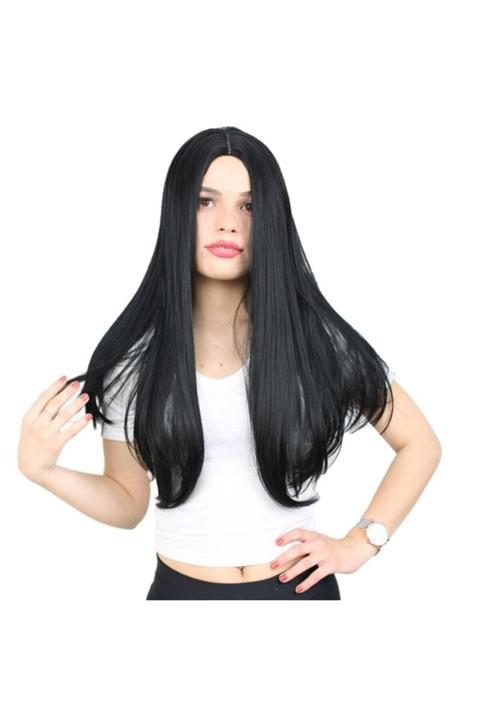 Peruk Evi Fiber Sentetik Uzun Düz Peruk - Siyah