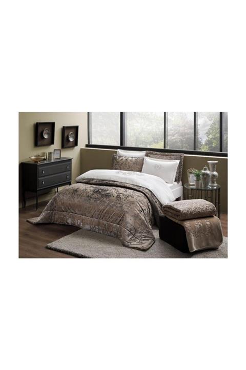 Taç Çeyiz Seti Mutluluk Zamanı Paketi Delfina Camel- 10 Parça