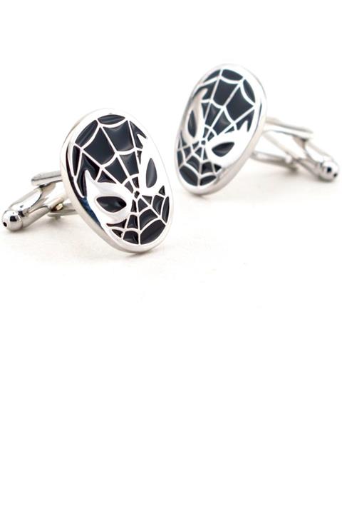 Solfera Spiderman Örümcek Adam Kol Düğmesi Siyah Cx074