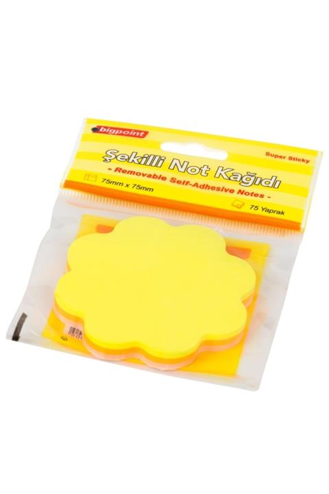 Bigpoint Şekilli Not Kağıdı Çiçek 75 Yaprak 12'li Paket