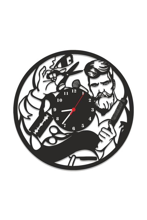 Fs Dekoratif Kuaför Berber Ahşap Duvar Saati