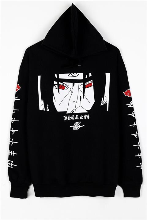 DailyFashion Itachi Göz Detay Siyah Unisex Sweatshirt